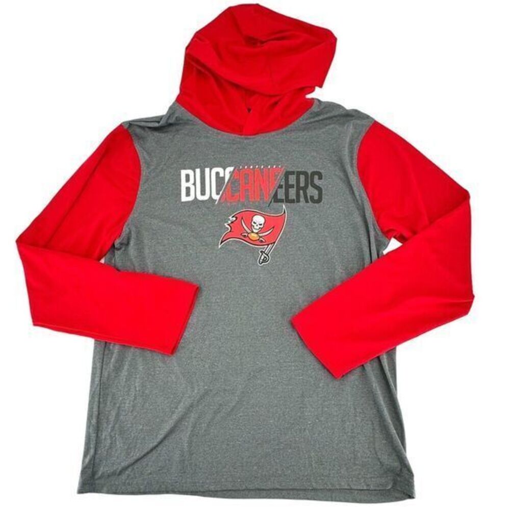 NWOT Tampa Bay Buccaneers Lightweight Hooded Shirt Black/Red NFL Apparel Men's L